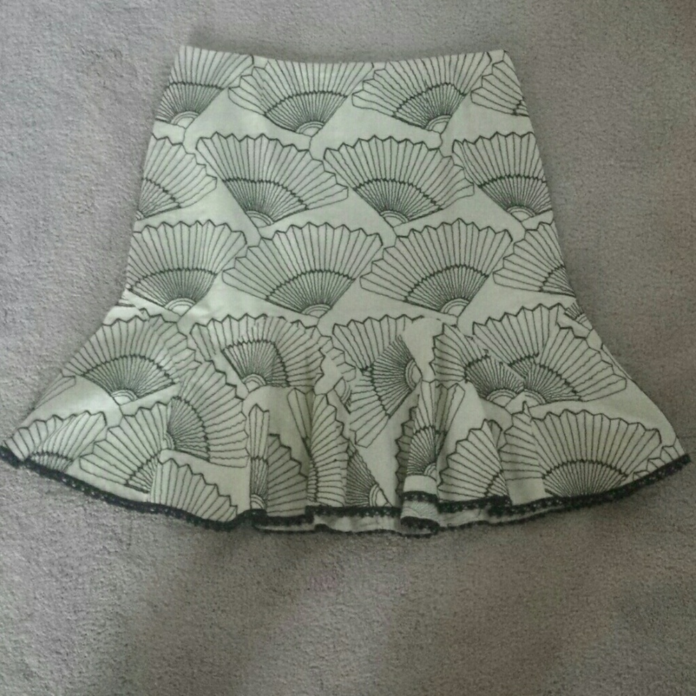 Nanette fan print embroidered skirt
